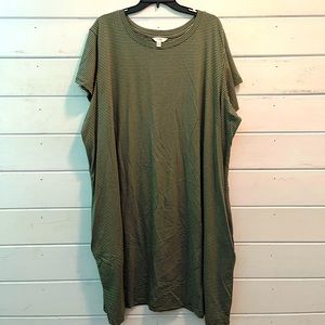 3x Olive Green and White Stripe dress